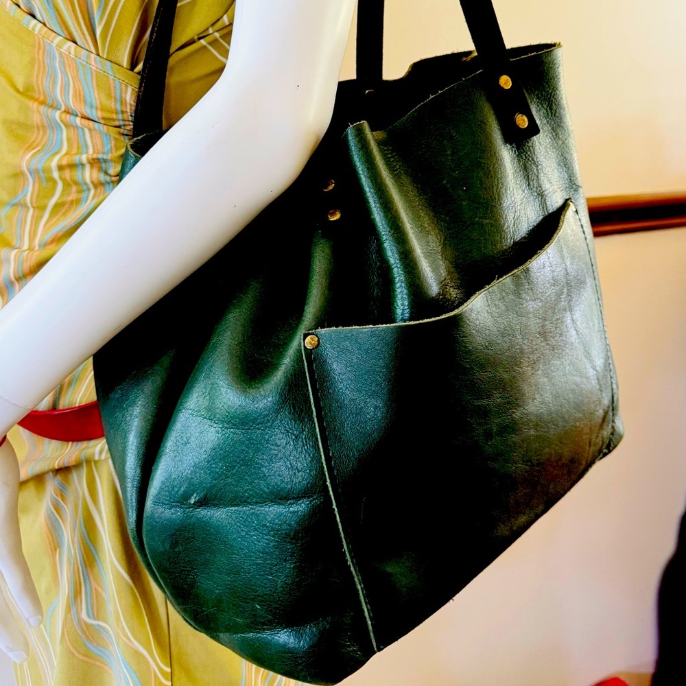 Portland Leather Goods PLG Large Classic Tote Bag Forest Green